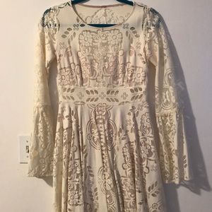Free People lace bell sleeve cutout mini dress